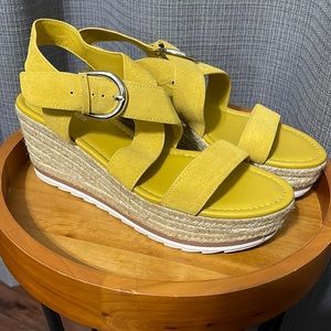 MARC FISHER Mustard Yellow Wedge Sandals